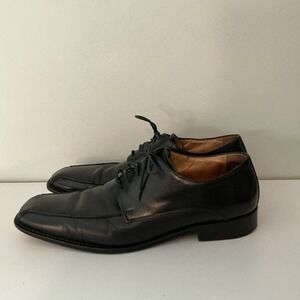 PRONTO UOMO Couture Italy Men's Shoe 11.5 Soft Black Leather  Square Toe Lace-Up